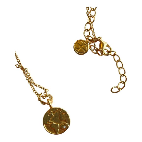 Minimalist Golden Globe World Necklace with Diamond Rhinestone - Picture 3 of 5